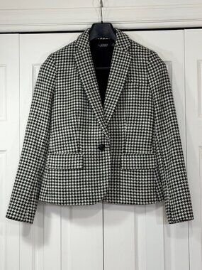 Lauren Ralph Lauren Black & White Houndstooth Blazer